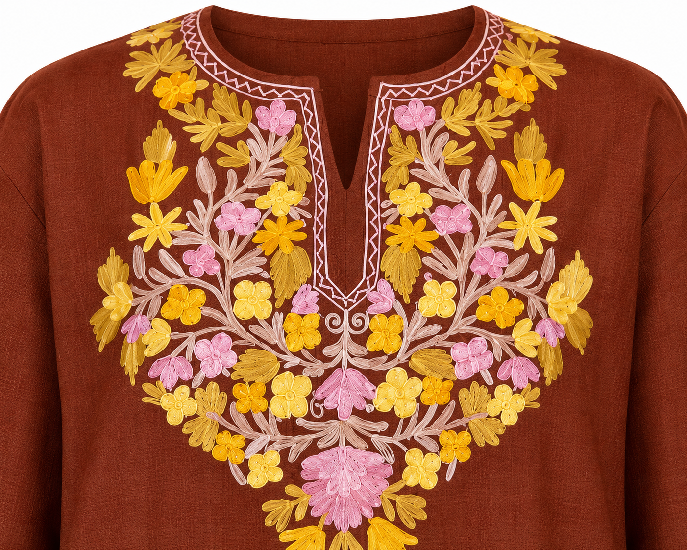 Kashmir Aari cotton Co-Ord Set | Grayish Brown